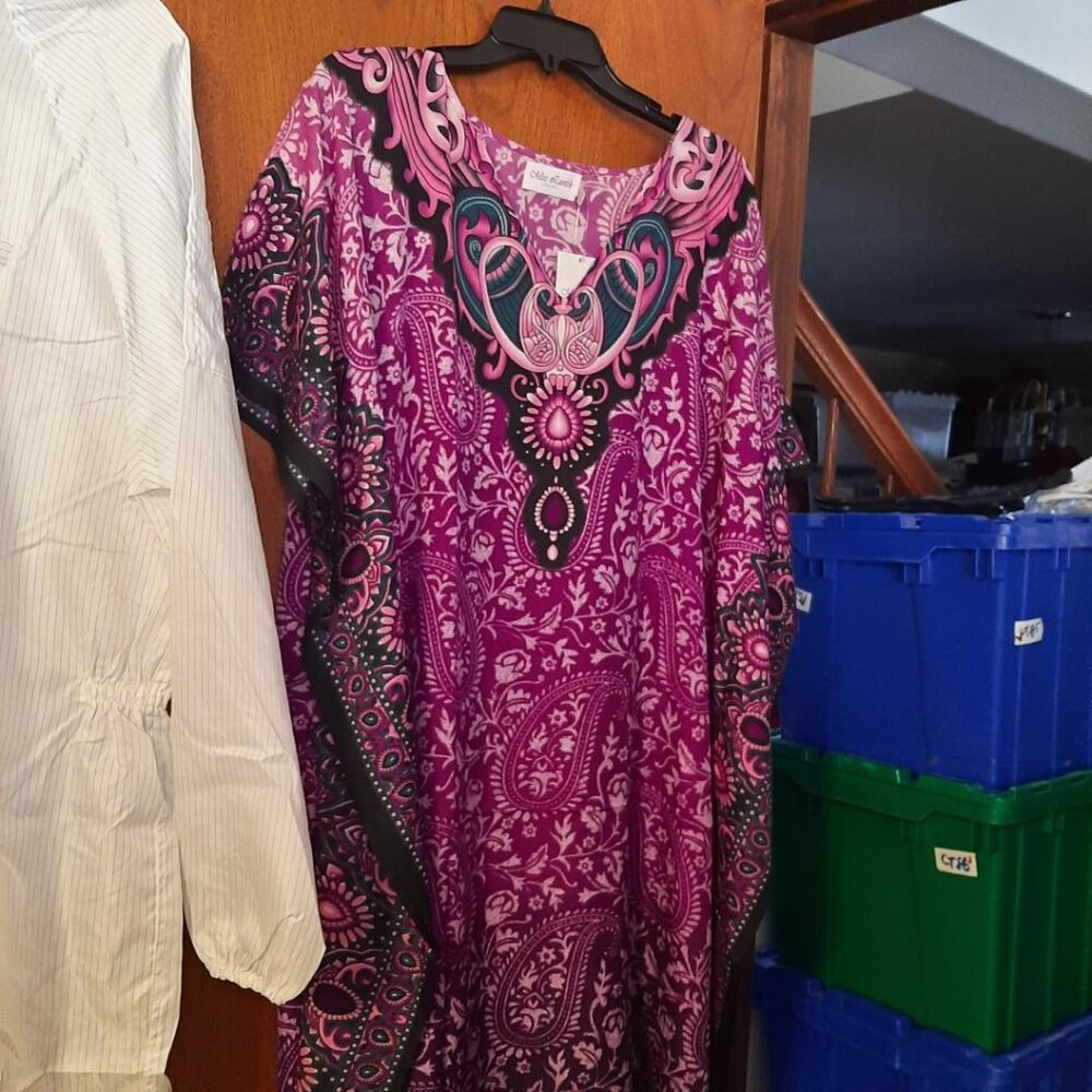 NEW TAG ! Miss Lavish London Long Kaftan Dress Flowy Maxi Plus Purple Size 2XL